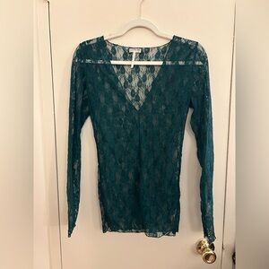 Free People Long Sleeve Lace Top